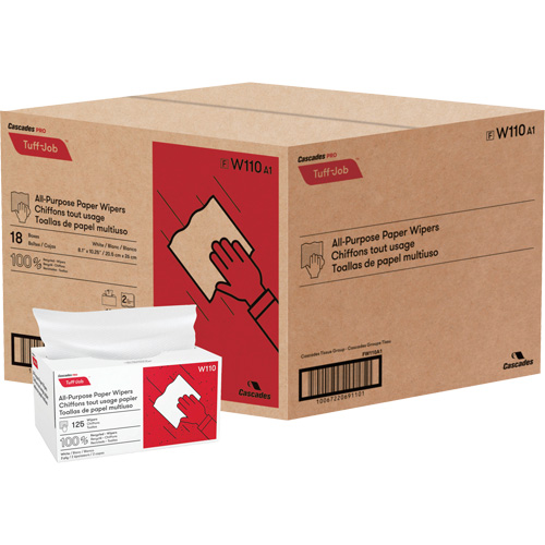 Pro Tuff-Job&reg; Single-Fold Pop-Up Paper Wipers, All-Purpose, 10-1/4" L x 8" W Action Paper