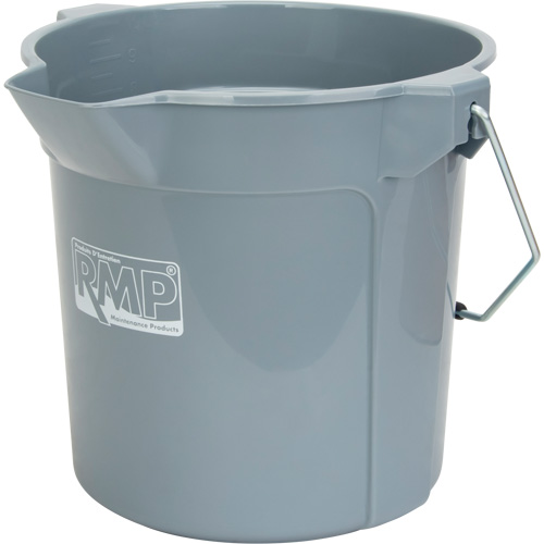 Round Bucket with Pouring Spout, 2.64 US Gal. (10.57 qt.) Capacity, Grey Action Paper