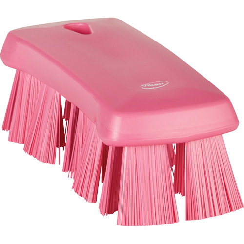 UST Hand Brush, Stiff Bristles, 6-9/10" Long, Pink Action Paper