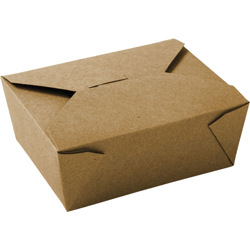 Kraft Take Out Food Containers, Corrugated, Rectangular Action Paper