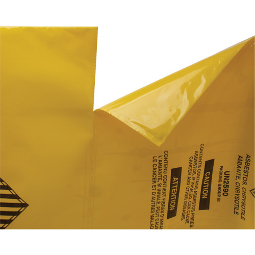 Doublures pour d&eacute;chets dangereux, Amiante, 40" lo x 26" la, 3 mils Action Paper