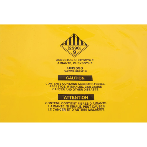 Doublures pour d&eacute;chets dangereux, Amiante, 40" lo x 26" la, 3 mils Action Paper
