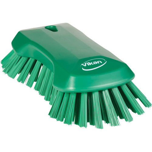 Hand Brush, Extra Stiff Bristles, 9-1/10" Long, Green Action Paper