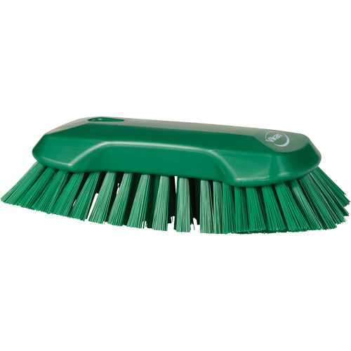 Hand Brush, Extra Stiff Bristles, 9-1/10" Long, Green Action Paper