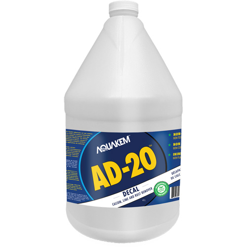 AD20 Decal Eco-Friendly Industrial Grade Calcium, Lime & Rust Stain Remover White Label, Jug Action Paper
