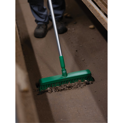 Push Broom Head, Fine/Stiff Bristles, 16-1/2", Polyester/Polypropylene, Green Action Paper