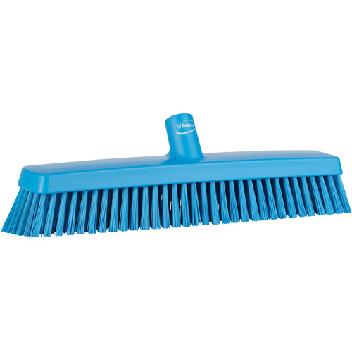 Push Broom Head, Fine/Stiff Bristles, 16-1/2", Polyester/Polypropylene, Blue Action Paper
