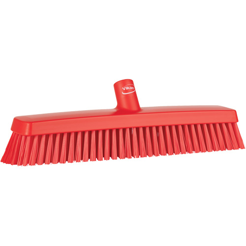 Push Broom Head, Fine/Stiff Bristles, 16-1/2", Polyester/Polypropylene, Red Action Paper
