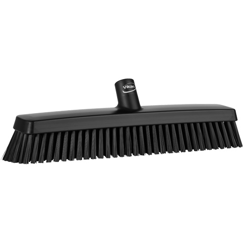 Push Broom Head, Fine/Stiff Bristles, 16-1/2", Polyester/Polypropylene, Black Action Paper
