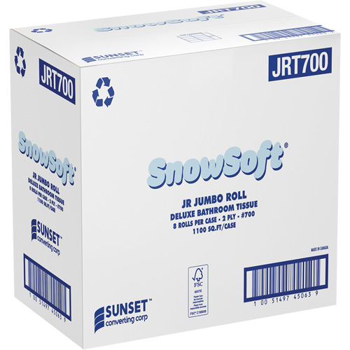Snowsoft Deluxe Bathroom Tissue, Jumbo Roll, 2 Ply, White Action Paper
