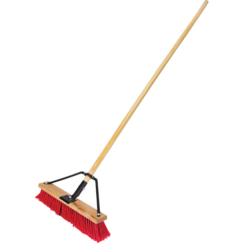 Push Broom with Braced Handle, 18", Medium, PVC Bristles Action Paper