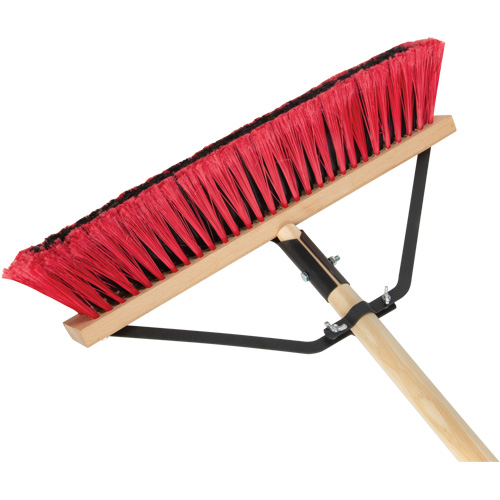 Push Broom with Braced Handle, 18", Medium, PVC Bristles Action Paper