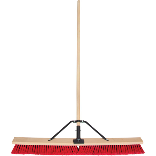 Push Broom with Braced Handle, 36", Medium, PVC Bristles Action Paper
