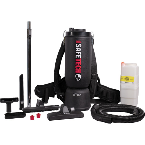 Omega SafeTech HEPA Backpack Vacuum Action Paper