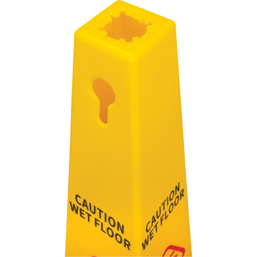 C&ocirc;ne d'avertissement de plancher mouill&eacute;, Bilingue avec pictogramme Action Paper