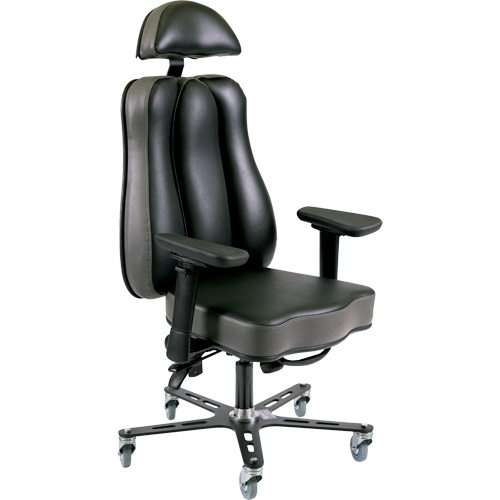 Chaise ergonomique 24 h Synergo II, Vinyle, Noir/gris, Capacit&eacute; 350 lb Action Paper