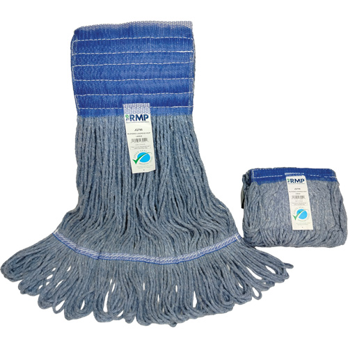 Wide-Band Mop Head, Antimicrobial/Floor Finishing/Specialty, Cotton/Rayon/Synthetic, Loop Style Action Paper