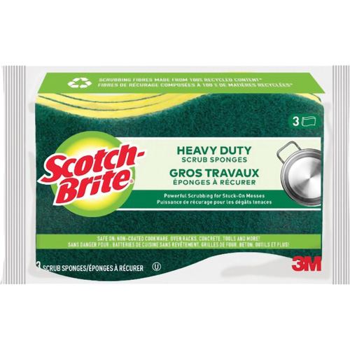 Scotch-Brite&reg; Heavy Duty Scrub Sponge, Scrubbing, 2-3/5" W x 4-2/5" L Action Paper