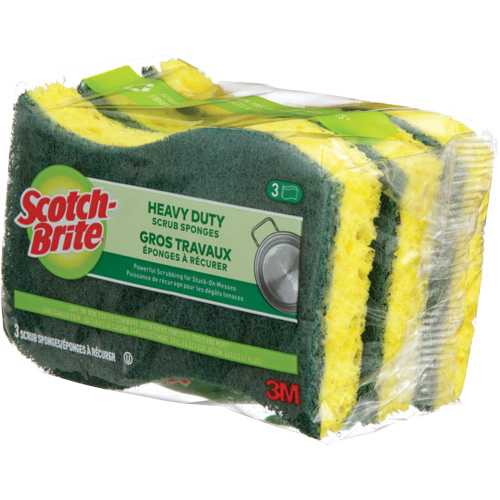Scotch-Brite&reg; Heavy Duty Scrub Sponge, Scrubbing, 2-3/5" W x 4-2/5" L Action Paper