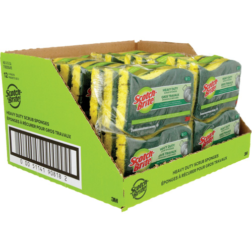 Scotch-Brite&reg; Heavy Duty Scrub Sponge, Scrubbing, 2-3/5" W x 4-2/5" L Action Paper