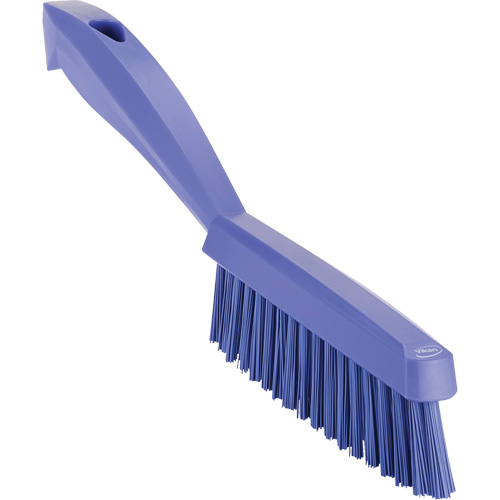 Narrow Hand Brush with Short Handle, Extra Stiff Bristles, 11-4/5" Long, Purple Action Paper
