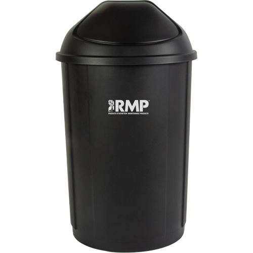 Bac &agrave; d&eacute;chets demi-rond avec couvercle, Poly&eacute;thyl&egrave;ne, 21 gal. US Action Paper