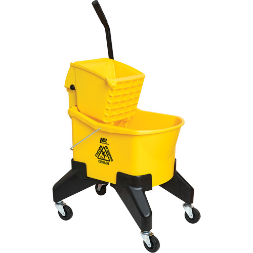 Seau & essoreuse pour vadrouille Grizzly, Pression vers le bas, 8 gal. US (32 pintes), Jaune Action Paper