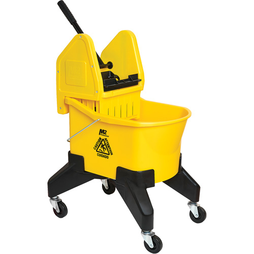 Seau & essoreuse pour vadrouille Grizzly, Pression lat&eacute;rale, 8 gal. US (32 pintes), Jaune Action Paper