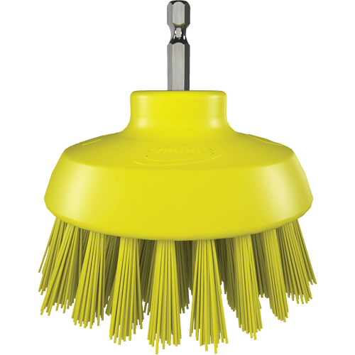 HyDrive Round Drill Brush, Extra Stiff Bristles, 3-1/10" Long, Yellow Action Paper