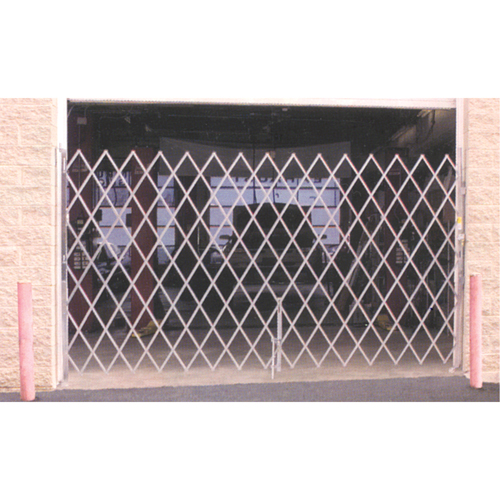 Galvanized Folding Security Gates, Fixed Single Folding, 4' L x 6' H Expanded Action Paper