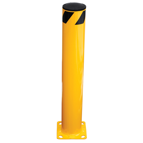 Safety Bollard, Steel, 36" H x 5.5" W, Yellow Action Paper