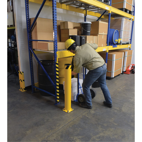 Bollard, Steel, 42" H x 5-1/2" W, Yellow Action Paper