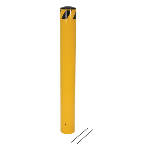 Pour-In-Place Bollards, Steel, 36-1/2" H x 5-9/16" W, Yellow Action Paper