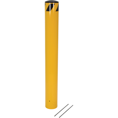 Pour-In-Place Bollards, Steel, 48-1/2" H x 5-9/16" W, Yellow Action Paper