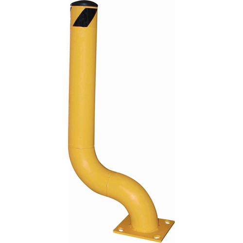 Offset Bollard, Steel, 48-1/8" H x 8" W, Yellow Action Paper
