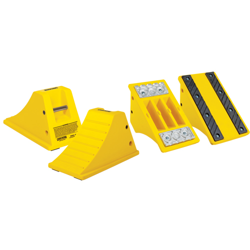 All-Terrain Heavy-Duty Wheel Chocks, Polyurethane, Safety Yellow, 11-1/4" W x 21" D x 12-1/4" H Action Paper