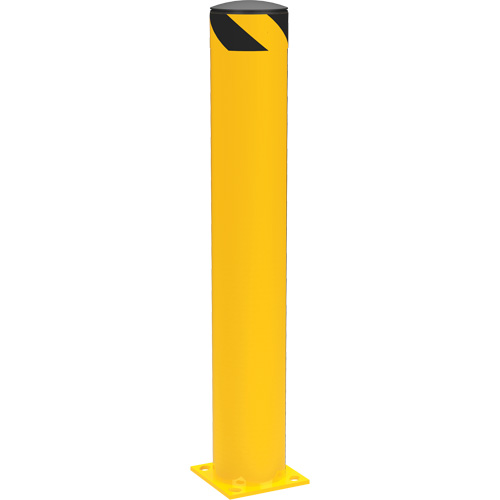 Safety Pipe Bollard, Steel, 42" H x 6-5/8" W, Yellow Action Paper