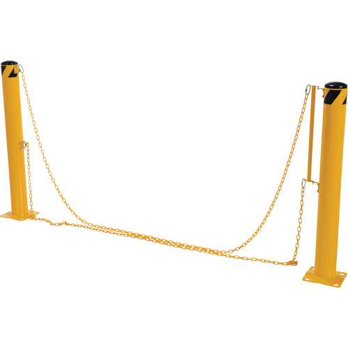 Dock Chain Barrier Bollard System, Steel, 42" H x 6-5/8" W, Yellow Action Paper