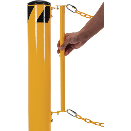 Dock Chain Barrier Bollard System, Steel, 42" H x 6-5/8" W, Yellow Action Paper