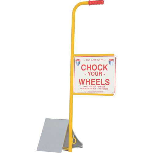 Wheel Chock with Handle & Sign, 7" W x 11-7/8" D x 7-11/16" H Action Paper
