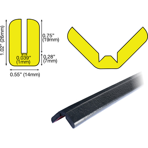 W Profile 1M Edge Protection Bumper Guard, 3.25' Long Action Paper