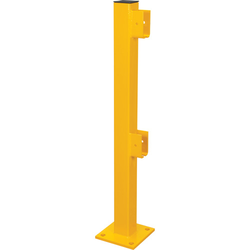 End Post for Light-Duty Guard Rails, Steel, 42" H, Safety Yellow Action Paper
