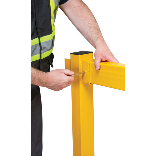 Corner Post for Light-Duty Guard Rails, Steel, 42" H, Safety Yellow Action Paper