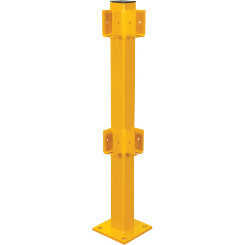 Corner Post for Light-Duty Guard Rails, Steel, 42" H, Safety Yellow Action Paper