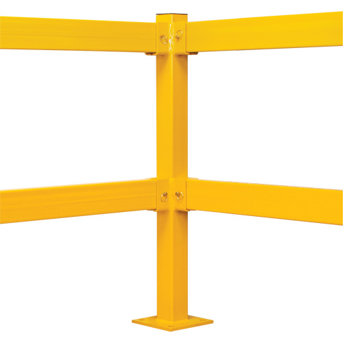 Corner Post for Light-Duty Guard Rails, Steel, 42" H, Safety Yellow Action Paper
