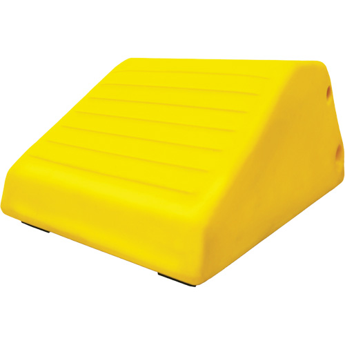 255 Ton Large Equipment Wheel Chock with Handle & Hole, Urethane, Yellow Action Paper