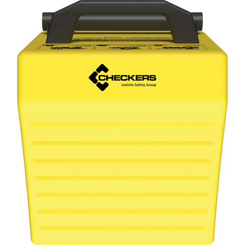 Cale de roue ultra-robuste pour l'exploitation mini&egrave;re Checkers Safety, PEHD, Jaune, 14-1/2" la x 17-1/2" p x 16" h Action Paper