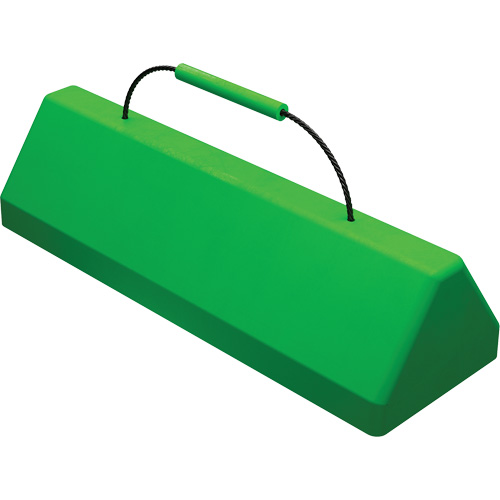 Checkers Safety SafeRay  Aircraft Wheel Chock with Cable Handle, Urethane, Fluorescent Green, 24" W x 8" D x 6" H Action Paper