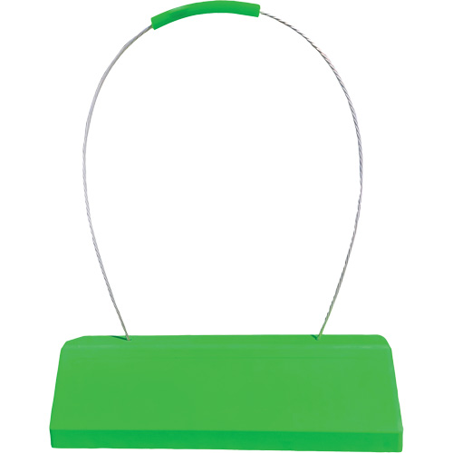 Cale de roue pour avion Checkers Safety SafeRay avec poign&eacute;e &agrave; c&acirc;ble ergonomique, Ur&eacute;thane, Vert fluorescent, 24" la x 8" p x 6" h Action Paper