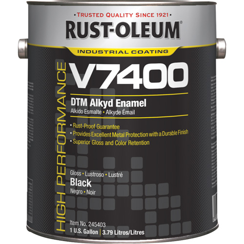 High-Performance V7400 System 340 VOC DTM Alkyd Enamel, Black, High-Gloss, Gallon Action Paper